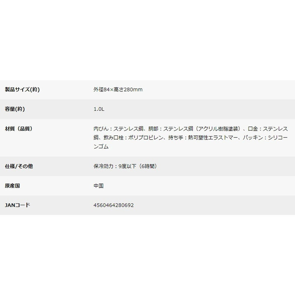 キャプテンスタッグ HDワンタッチボトル1000(ブラック)