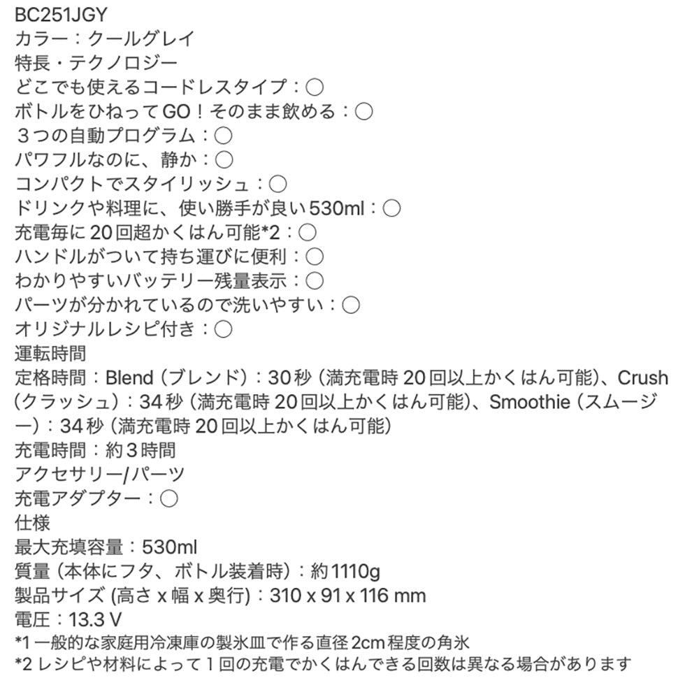 NINJA BlastMAX コードレスミキサー グレー