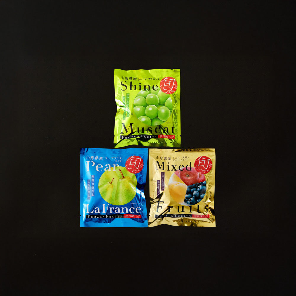 「凍眠フルーツ」 山形 3種食べ比べ(シャインマスカット、ラ・フランス、ミックスフルーツ)