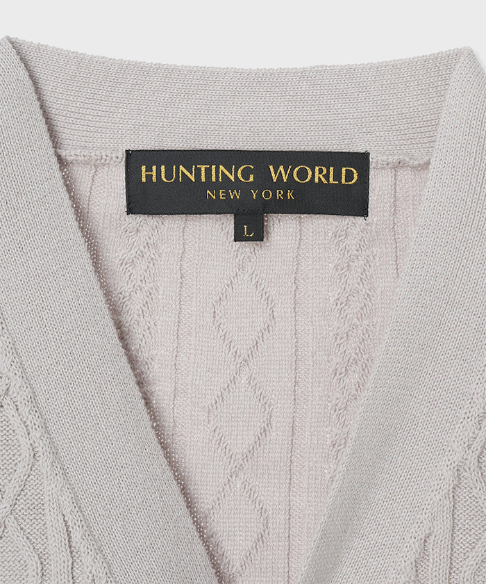 HUNTING WORLD [ケーブルニットカーディガン 51KN01]グレー6203640105メンズ