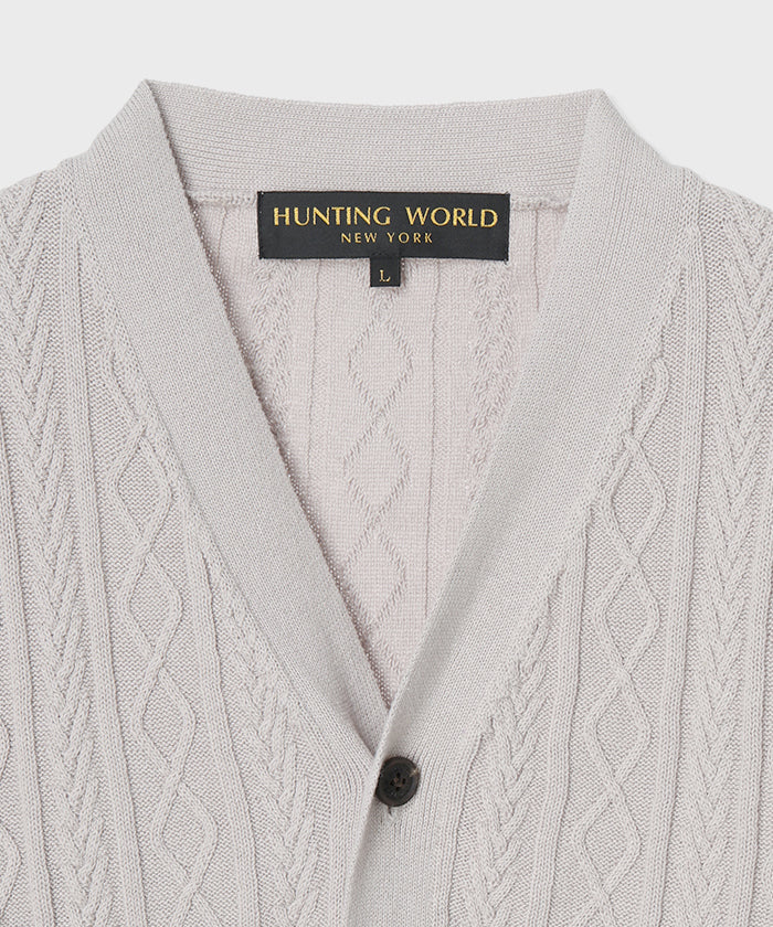 HUNTING WORLD [ケーブルニットカーディガン 51KN01]グレー6203640105メンズ
