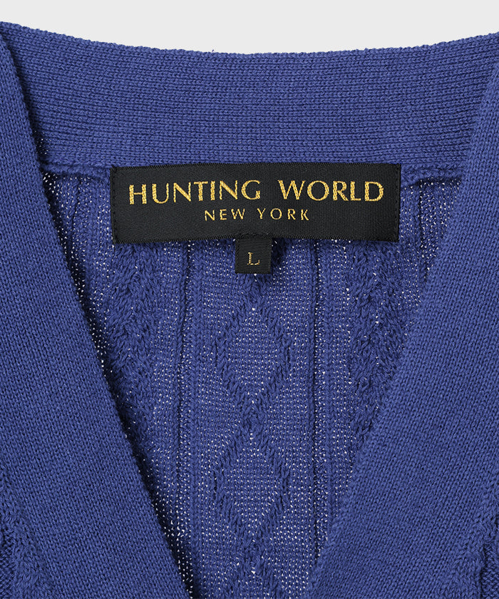 HUNTING WORLD [ケーブルニットカーディガン 51KN01]ブルー6203640175メンズ