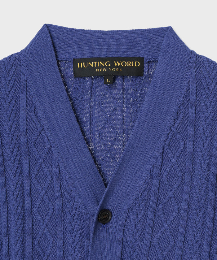 HUNTING WORLD [ケーブルニットカーディガン 51KN01]ブルー6203640175メンズ