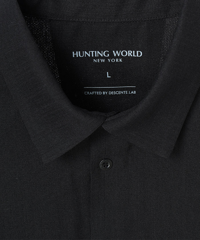 HUNTING WORLD CRAFTED BY DESCENTE.LAB[シンセティックリネン ボクシーフィット長袖シャツ SLS44M]ブラック6233600908メンズ