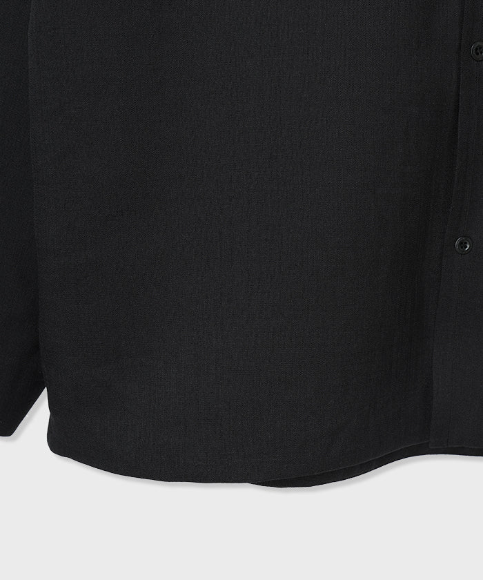 HUNTING WORLD CRAFTED BY DESCENTE.LAB[シンセティックリネン ボクシーフィット長袖シャツ SLS44M]ブラック6233600908メンズ