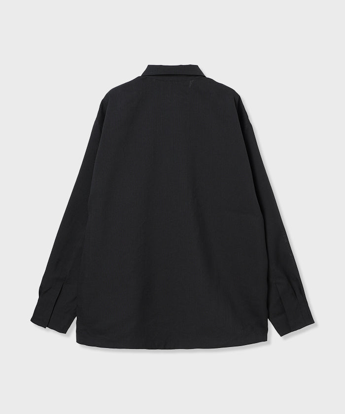 HUNTING WORLD CRAFTED BY DESCENTE.LAB[シンセティックリネン ボクシーフィット長袖シャツ SLS44M]ブラック6233600908メンズ