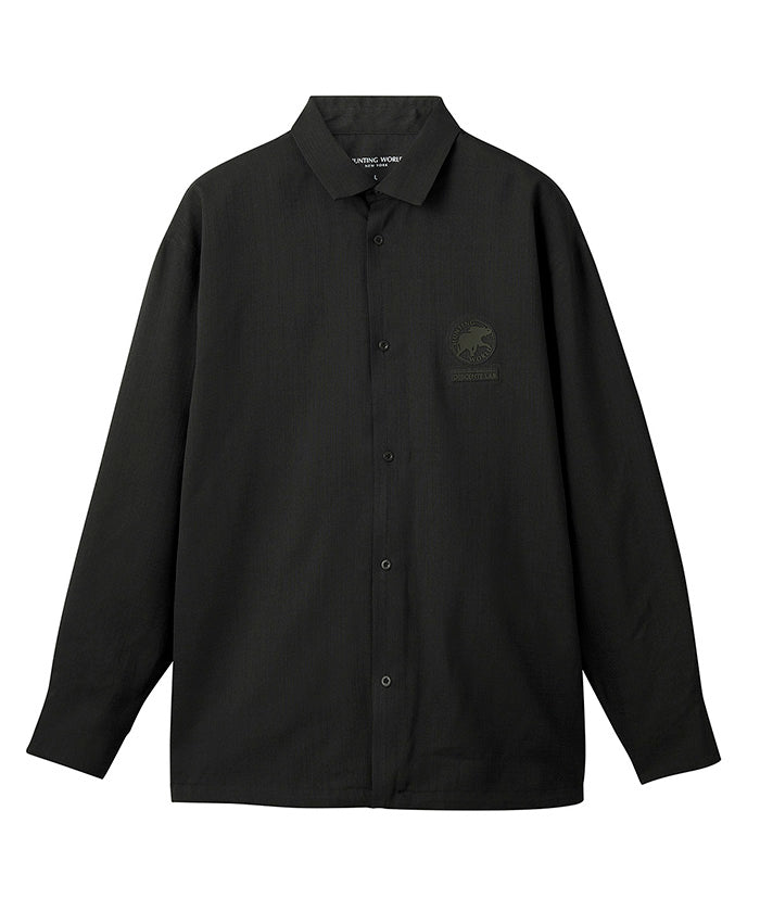 HUNTING WORLD CRAFTED BY DESCENTE.LAB[シンセティックリネン ボクシーフィット長袖シャツ SLS44M]ブラック6233600908メンズ