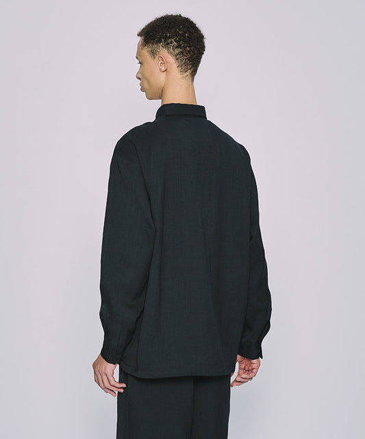 HUNTING WORLD CRAFTED BY DESCENTE.LAB[シンセティックリネン ボクシーフィット長袖シャツ SLS44M]ブラック6233600908メンズ