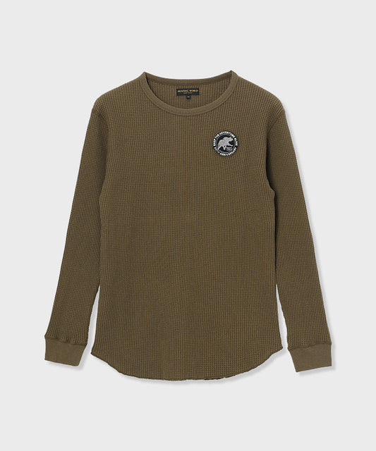 [ワッフルロングスリーブTシャツ 52TS02]オリーブ6204660246 (オリーブ)