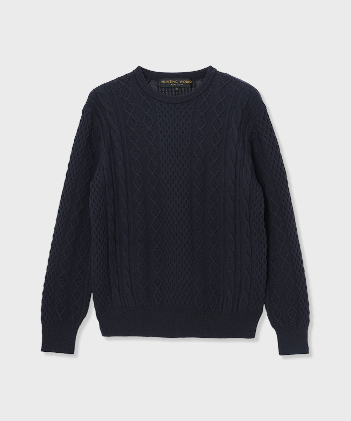 [ケーブルクルーネック 52KN01]ネイビー6204640178 (ネイビー)
