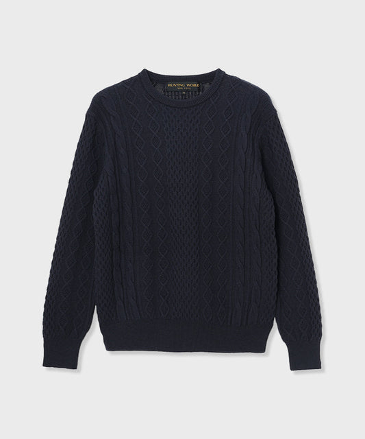 [ケーブルクルーネック 52KN01]ネイビー6204640178 (ネイビー)