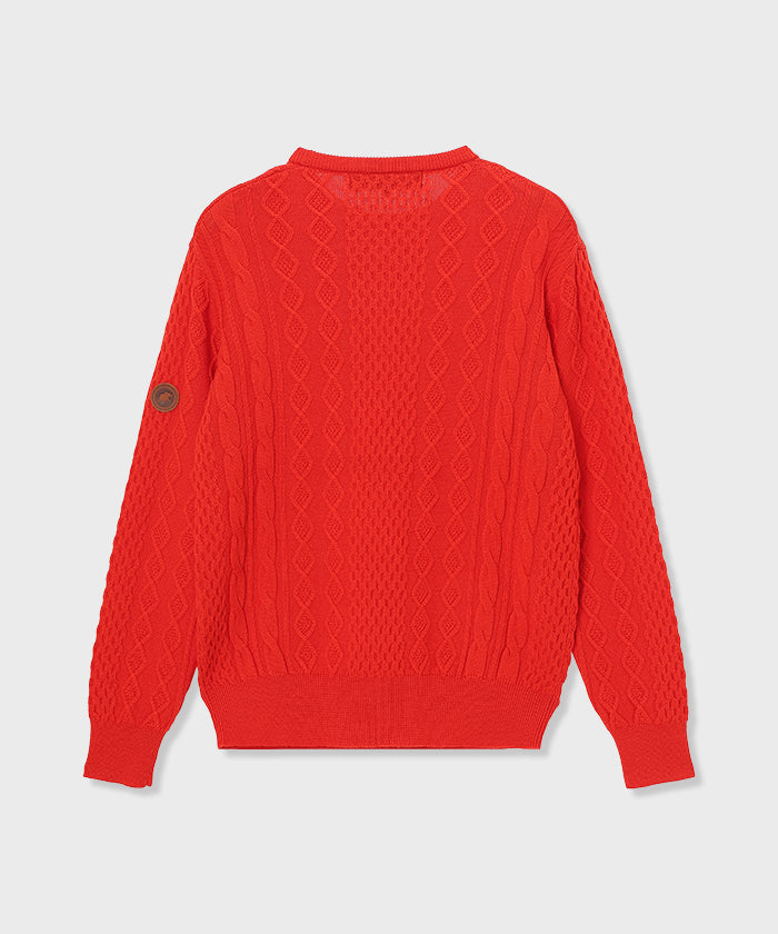 [ケーブルクルーネック 52KN01]オレンジ6204640125 2