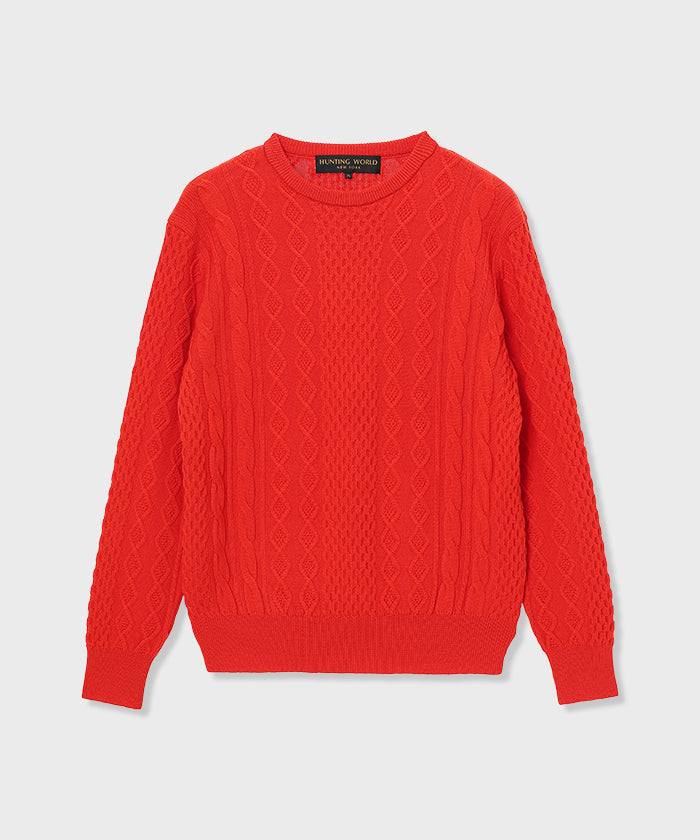 [ケーブルクルーネック 52KN01]オレンジ6204640125 (オレンジ)