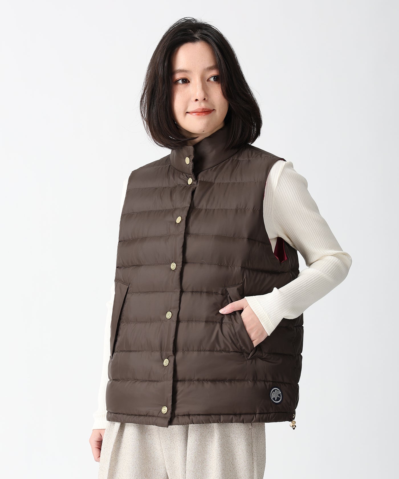 [ダウンベスト 52JK55]ダークブラウン6204705538ウィメンズ 1