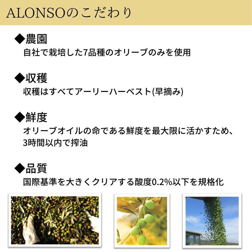 【受賞歴多数】 ALONSO エクストラヴァージンオリーブオイル250ml 1本（PICUAL）