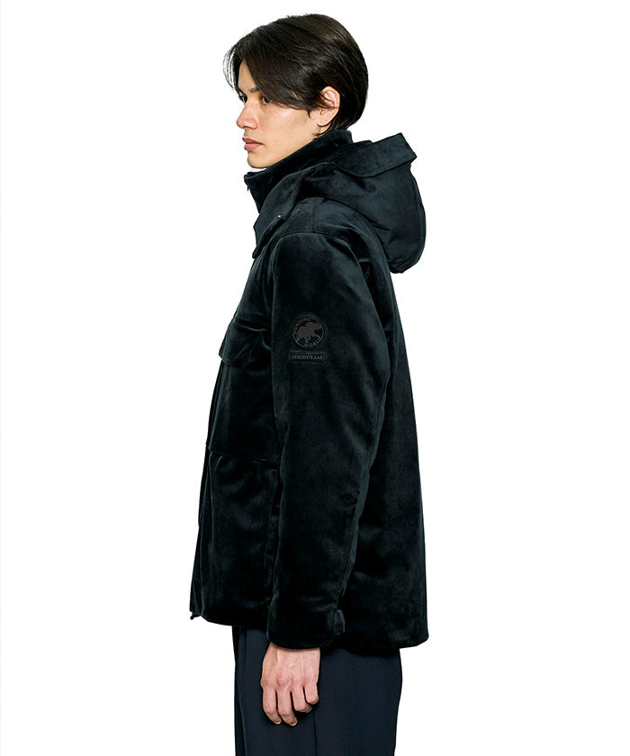 CRAFTED BY DESCENTE.LAB[シンセティック・ベロアツイル ウォータープルーフ ダウンジャケット FDJ10M]ブラック6234600108メンズ HUNTING WORLD