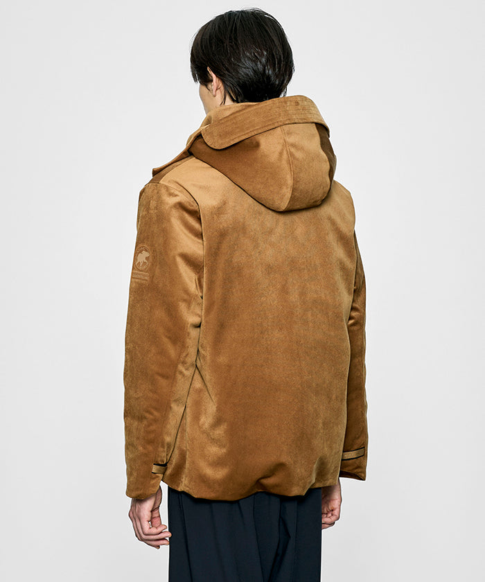 CRAFTED BY DESCENTE.LAB[シンセティック・ベロアツイル ウォータープルーフ ダウンジャケット FDJ10M]キャメル6234600134メンズ HUNTING WORLD