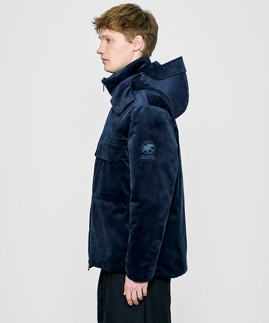 CRAFTED BY DESCENTE.LAB[シンセティック・ベロアツイル ウォータープルーフ ダウンジャケット FDJ10M]ネイビー6234600178メンズ HUNTING WORLD