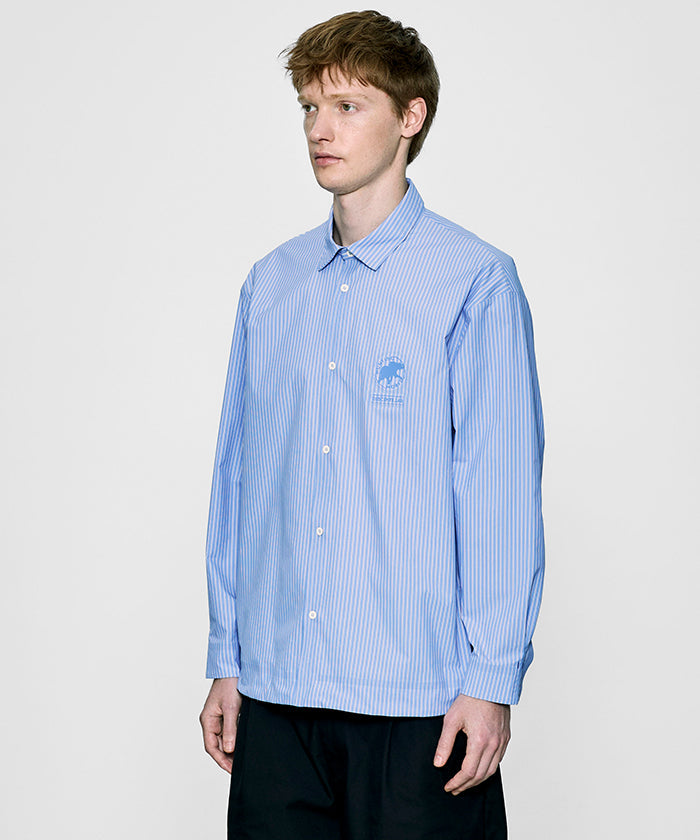 CRAFTED BY DESCENTE.LAB[シンセティック・ブロードクロス ボクシーフィット長袖シャツ FLS70M]ライトブルー 6234601260メンズ HUNTING WORLD