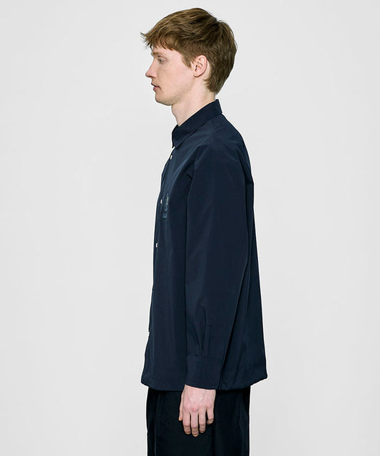 CRAFTED BY DESCENTE.LAB[タイプライタークロス ボクシーフィット長袖シャツ FLS71M]ネイビー6234601378メンズ HUNTING WORLD