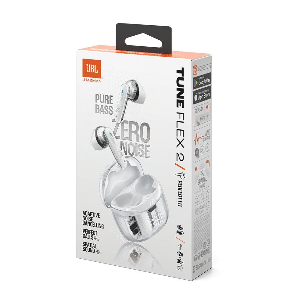 JBL　2ウェイハイブリッドノイズキャンセリング完全ワイヤレスイヤホン　Tune Flex 2 Ghost Edition　ホワイト