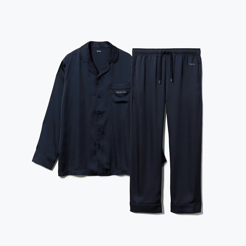 リカバリーウェア BAKUNE パジャマサテン上下(Unisex) ネイビーM