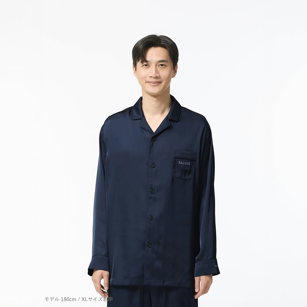 リカバリーウェア BAKUNE パジャマサテン上下(Unisex) ネイビーM
