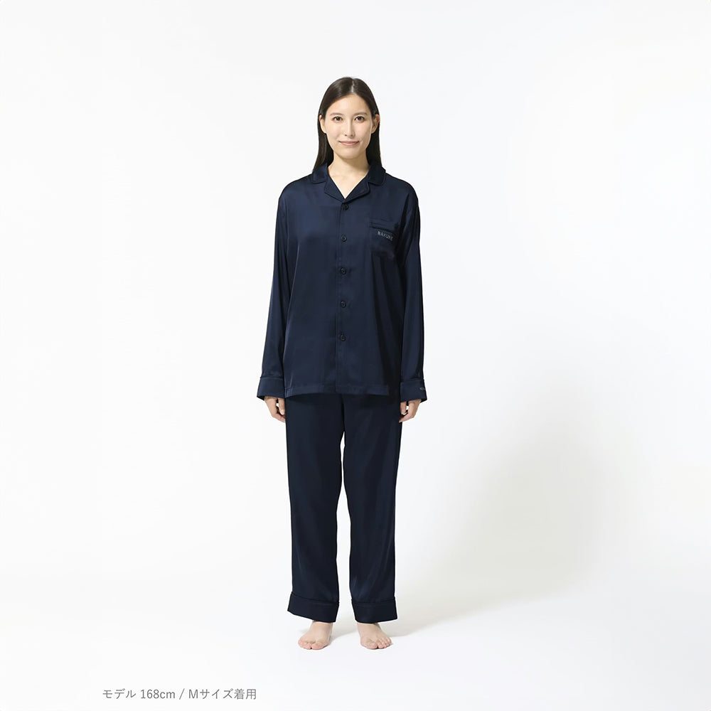リカバリーウェア BAKUNE パジャマサテン上下(Unisex) ネイビーM