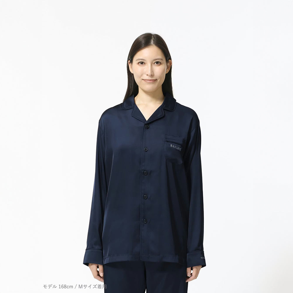 リカバリーウェア BAKUNE パジャマサテン上下(Unisex) ネイビーM