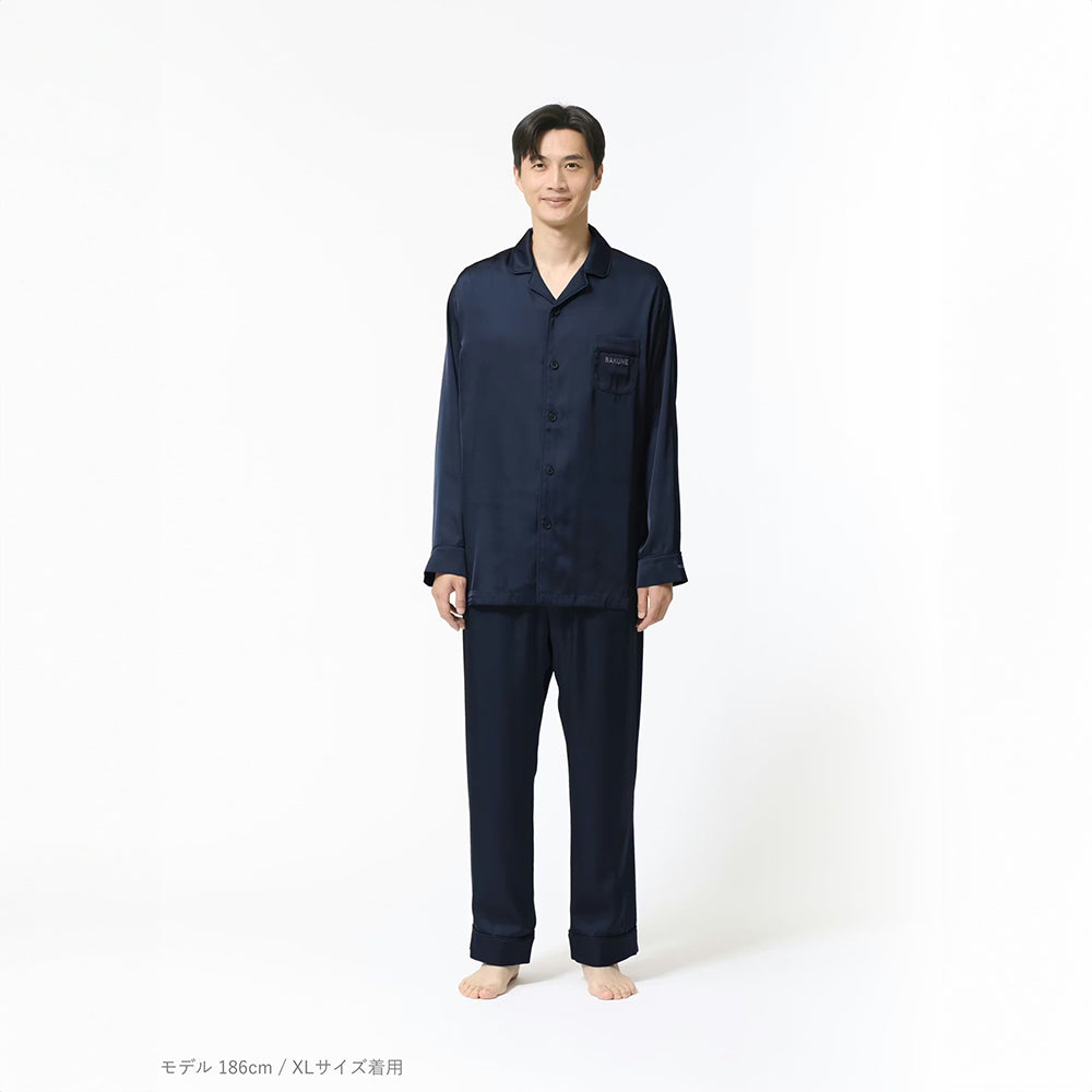 リカバリーウェア BAKUNE パジャマサテン上下(Unisex) ネイビーL