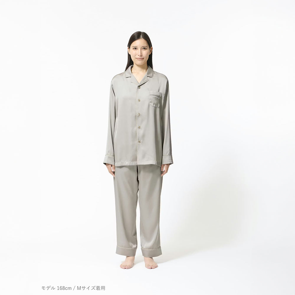 リカバリーウェア BAKUNE パジャマサテン上下(Unisex) グレージュS
