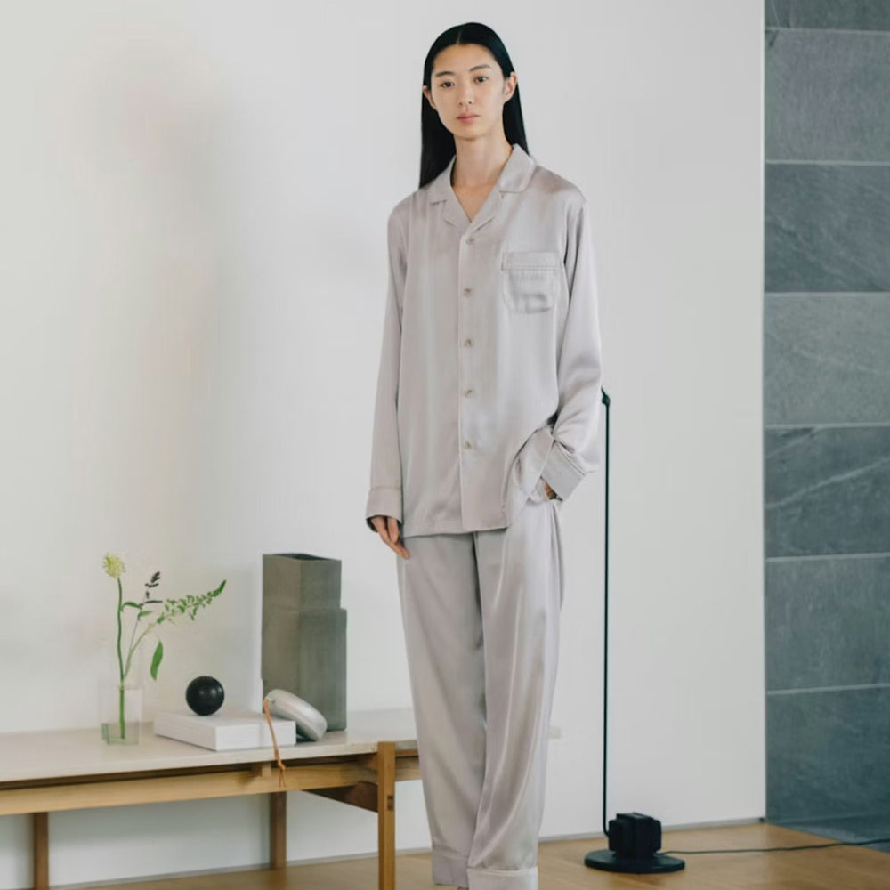 リカバリーウェア BAKUNE パジャマサテン上下(Unisex) グレージュL