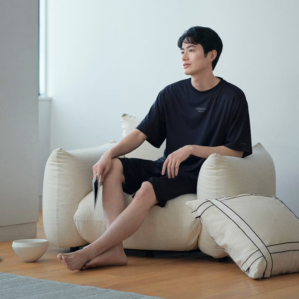 リカバリーウェア BAKUNE Dry Men's 半袖上下セット ネイビー L 【一般医療機器】