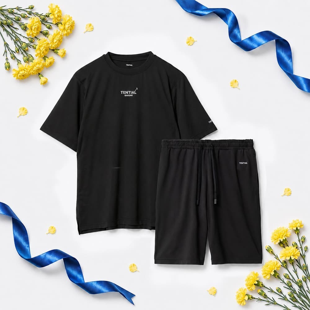リカバリーウェア BAKUNE Dry Men's 半袖上下セット ブラック M 【一般医療機器】