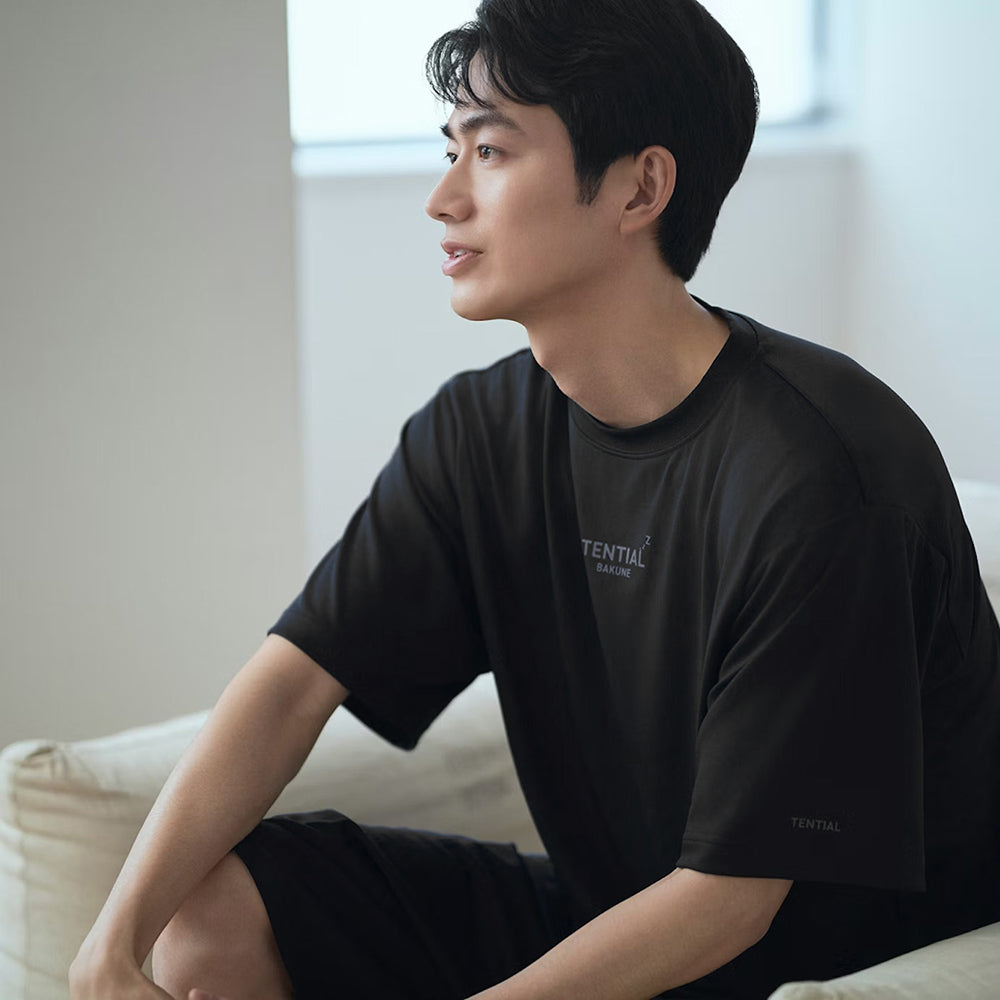 リカバリーウェア BAKUNE Dry Men's 半袖上下セット ブラック M 【一般医療機器】