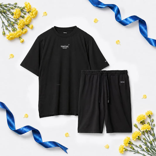 リカバリーウェア BAKUNE Dry Men's 半袖上下セット ブラック L 【一般医療機器】