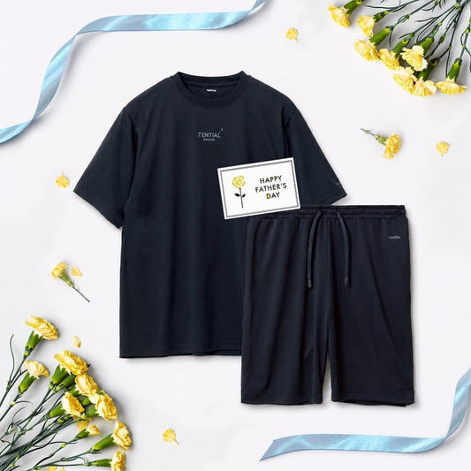 【父の日カード】 リカバリーウェア BAKUNE Dry Men's 半袖上下セット ネイビー L 【一般医療機器】