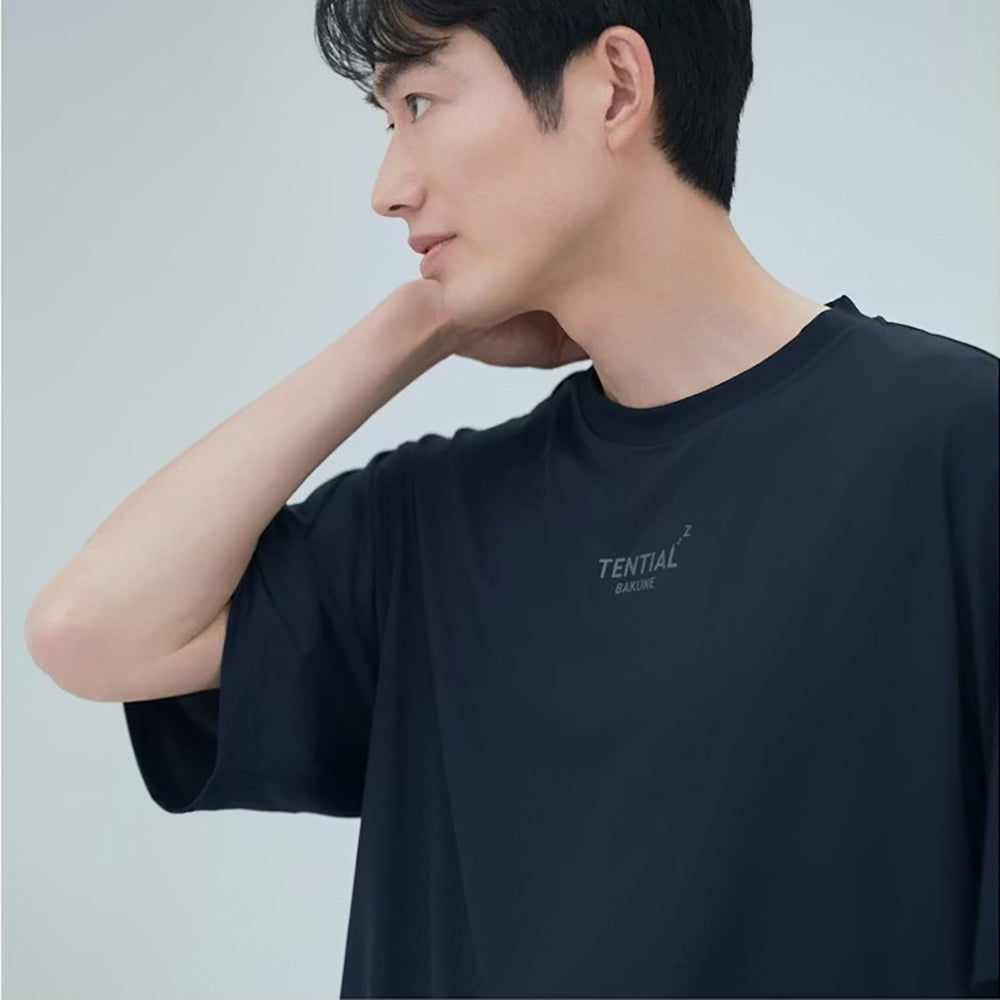 【父の日カード】 リカバリーウェア BAKUNE Dry Men's 半袖上下セット ネイビー L 【一般医療機器】