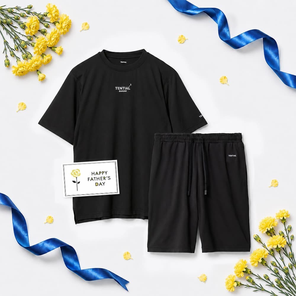 【父の日カード】 リカバリーウェア BAKUNE Dry Men's 半袖上下セット ブラック M 【一般医療機器】