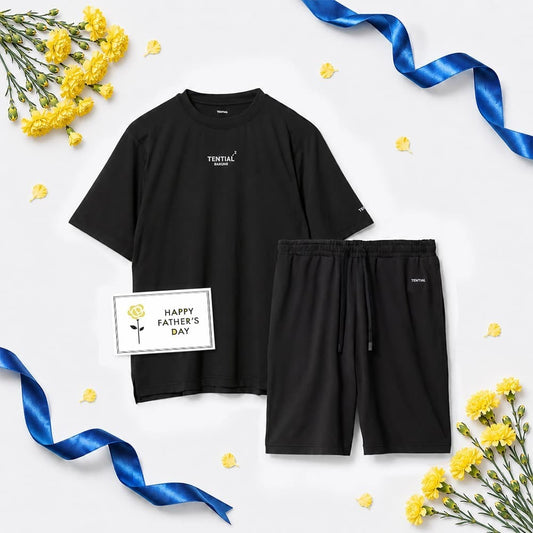 【父の日カード】 リカバリーウェア BAKUNE Dry Men's 半袖上下セット ブラック L 【一般医療機器】